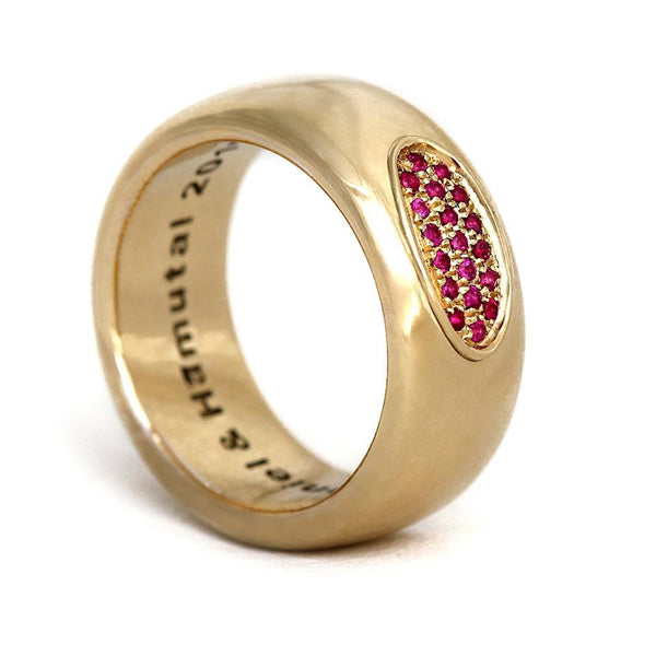 Gold and ruby promise ring for him or her