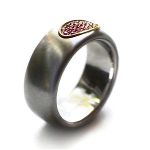 Solid metal and ruby promise ring for him or her