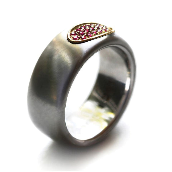 Solid metal and ruby promise ring for him or her
