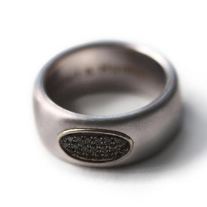 Black diamond and solid gold wedding ring