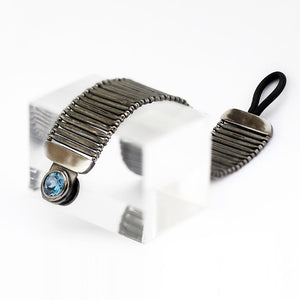 Aquamarine gemstone in double sided black Rhodium bracelet