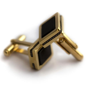 men anniversary jewelry gift with black Onyx gemstone and a filigree decoration cufflinks