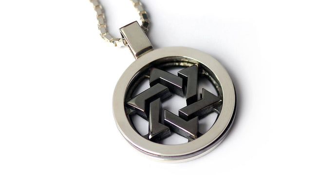 Star of David with dark black Rhodium, silver or white Gold pendant