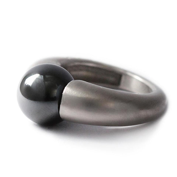 Black Hematite ring with unique black stone