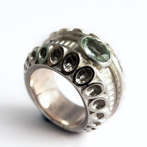 natural green Aquamarine gemstone on sterling silver or gold cocktail ring