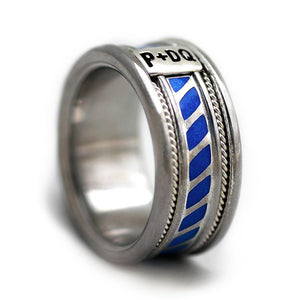 Colored Coil royal blue enamel wedding ring