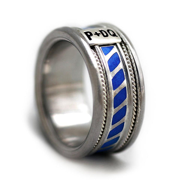 Colored Coil royal blue enamel wedding ring