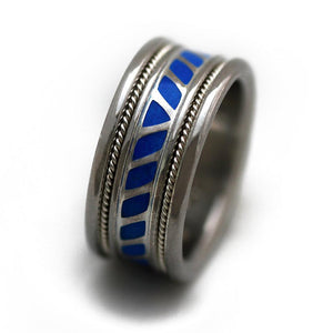 Colored Coil royal blue enamel wedding ring