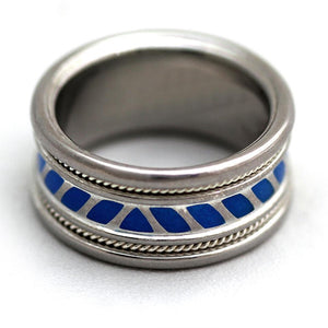 Colored Coil royal blue enamel wedding ring