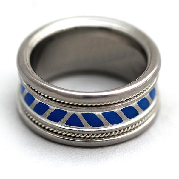 Colored Coil royal blue enamel wedding ring