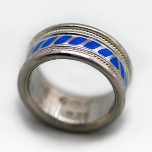 Colored Coil royal blue enamel wedding ring