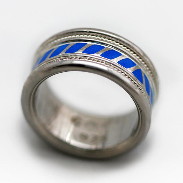 Colored Coil royal blue enamel wedding ring