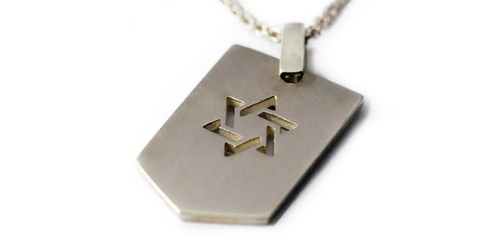 Jewish Star of David Army Necklace, a personalized star of David in silver or gold pendent