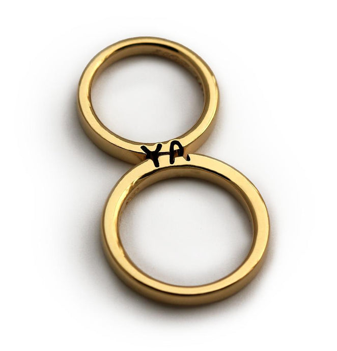 Yellow Gold promise ring set engraved with initials 