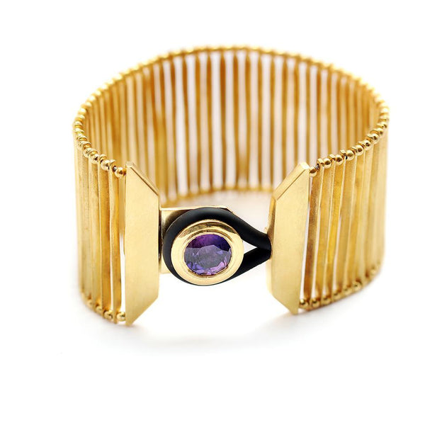 Lavender Amethyst Statement Gold Bracelet