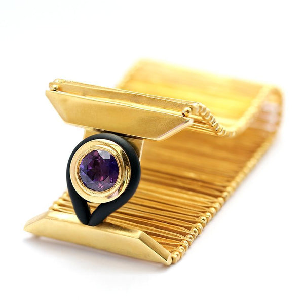 Lavender Amethyst Statement Gold Bracelet