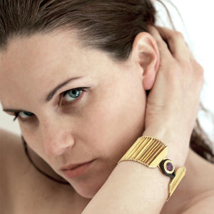 Lavender Amethyst Statement Gold Bracelet
