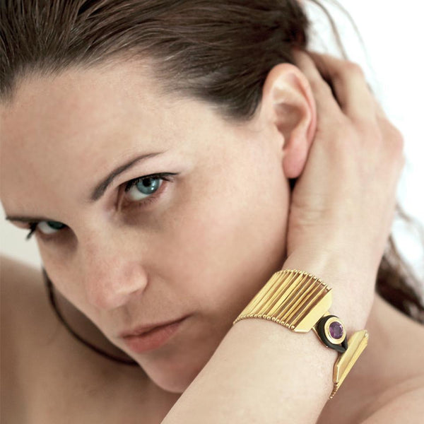 Lavender Amethyst Statement Gold Bracelet