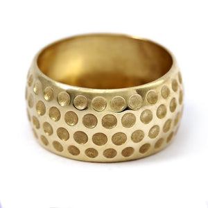 Gold golf ball ring mens wedding band