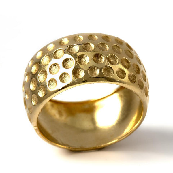 Gold golf ball ring mens wedding band