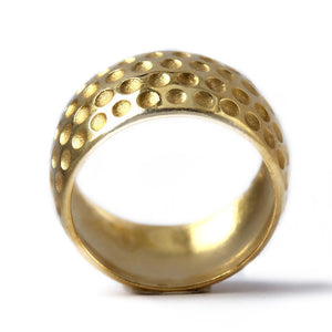Gold golf ball ring mens wedding band