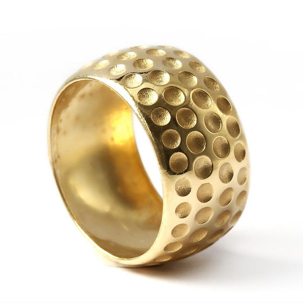 Gold golf ball ring mens wedding band