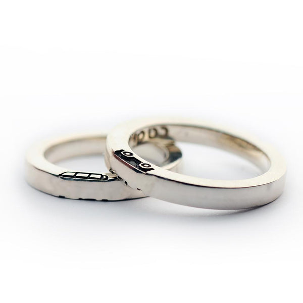 silver rings set for vanlife couple, jewelry for travelers with bus, Van or Kombi