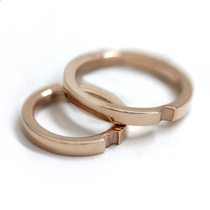 Rose gold couple promise ring with heart shape