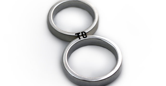silver ring set engraved with your own initials