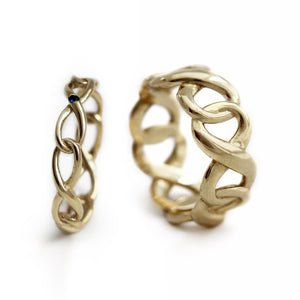 gold set of his and hers promise rings with infinity shape