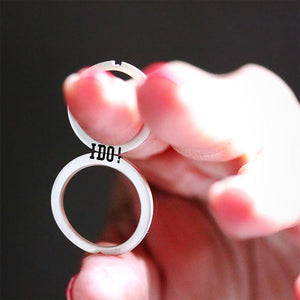 maching wedding ring set for couples with heart and I DO text