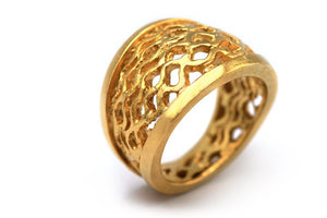 CONTOUR BEE HIVE RING - yellow