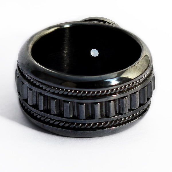 Men's blue Aquamarine in gold or sterling silver misti wedding band