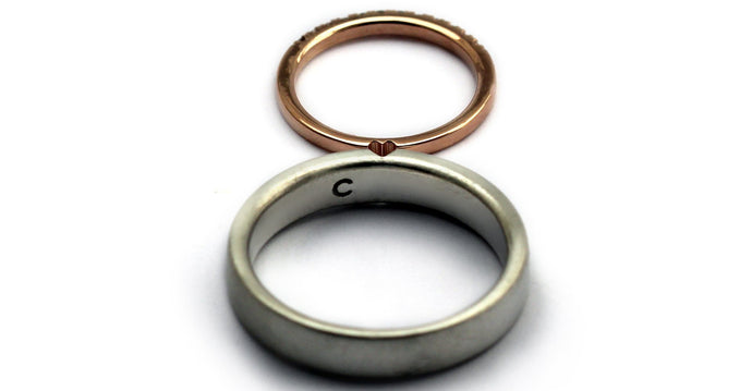 Different metal matching promise rings for couples