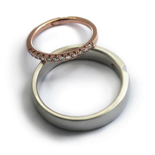 Different metal matching promise rings for couples