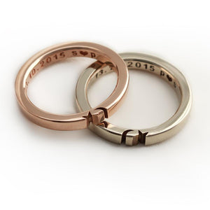 Rose gold and white gold ring set