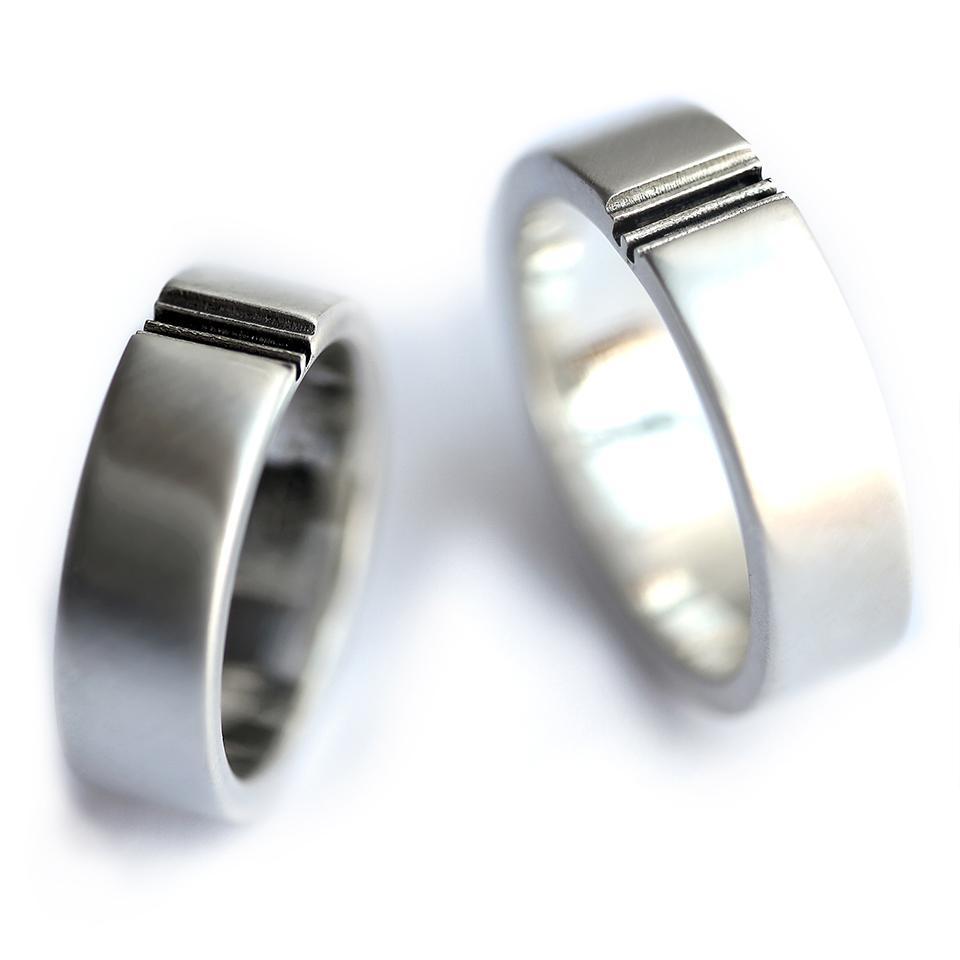 Handcrafted jigsaw puzzle detail matching couple promise rings set ...