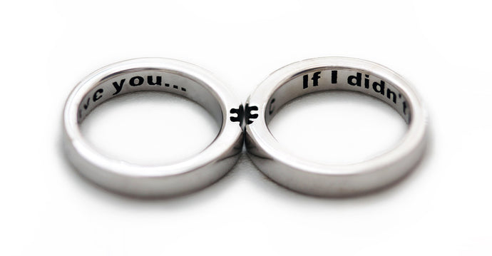Silver rings with jigsaw puzzle piece design