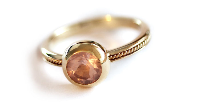 pink solitaire engagement ring made in gold or sterling silver