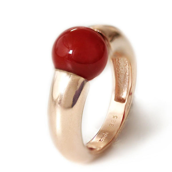 unique Solitaire statement ring in rose gold, a Red Agate Gemstone Ring