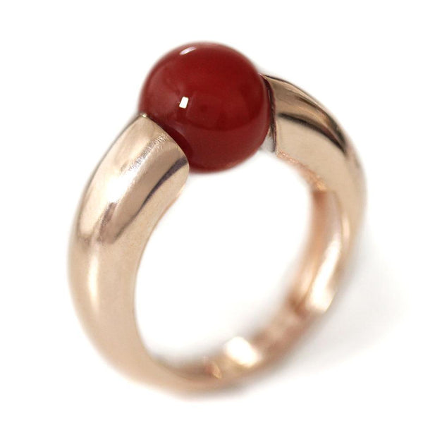 red Agate with solid rose gold Donut