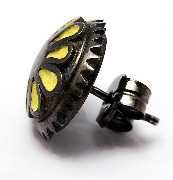 Yoga jewelry with black Rhodium in silver or gold earrings