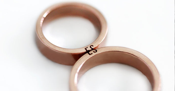 rose gold wedding bands engraved with initials