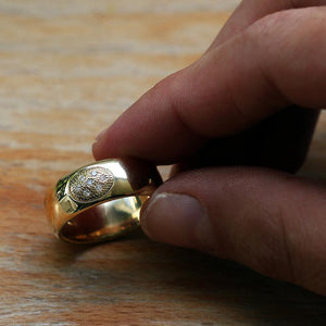 Armor solid gold and diamond promise ring engagement ring