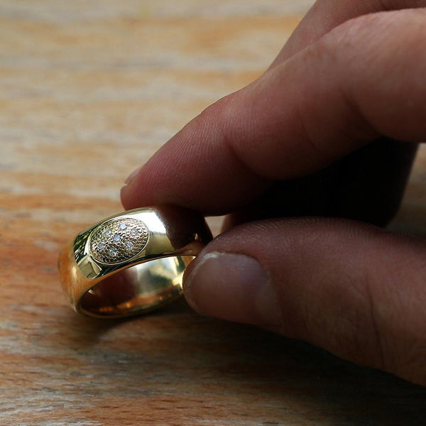 Armor solid gold and diamond promise ring engagement ring