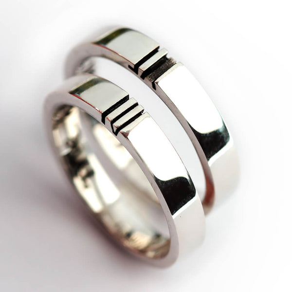 Couple matching peronalised ring set