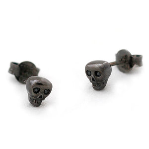 black skull with black Diamond eyes plated in gold or silver earrings