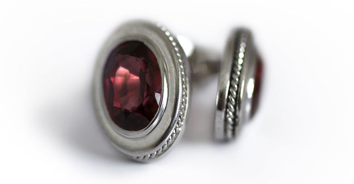 Yoga jewelry Rhodolite studs sets in gold earrings
