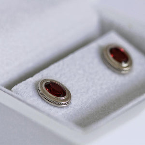 Yoga jewelry Rhodolite studs sets in gold earrings
