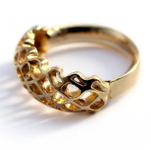 SMALL BEE HIVE RING -yellow